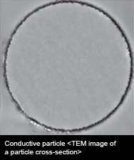 Conductive particle <TEM image of a particle cross-section>